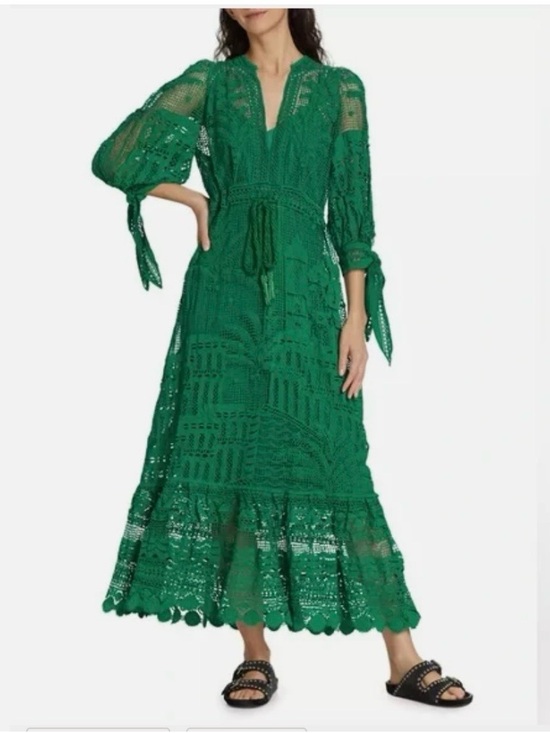 FARM Rio Dresses & Skirts - FARM Rio Green Morada Boa Guipure Dress